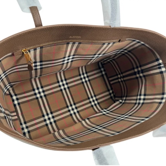 NWT Burberry Brown Leather Tote Bag - Picture 5 of 5